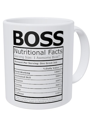 Wampumtuk Boss Nutritional Fatcs 11 Ounces Funny Coffee Mug