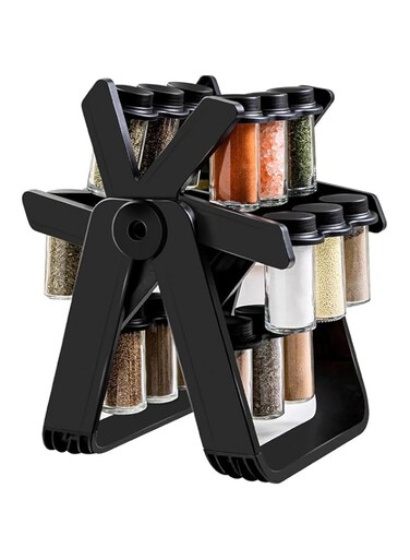 ECVV Rotating Spice Rack Organizer with 18 Glass Spice Jars, Revolving Spice Rack Set, 360&deg; Degree Rotating Ferris Wheel Spice Rack, Removable Spice Rack