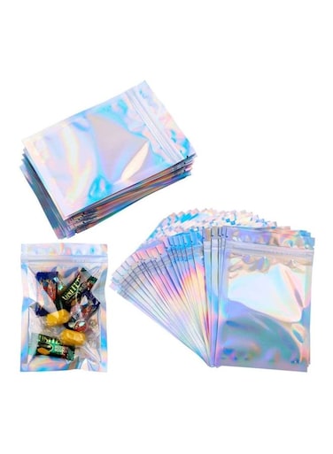 50-Piece Foil Ziplock Bag Multicolour 10x15cm