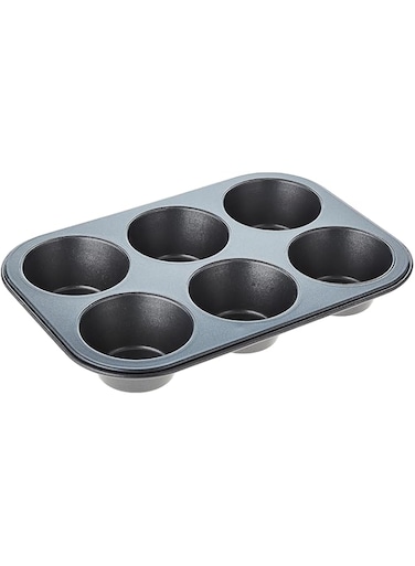 Home Maker Cup Jumbo Muffin Pan 6-Pieces, Black