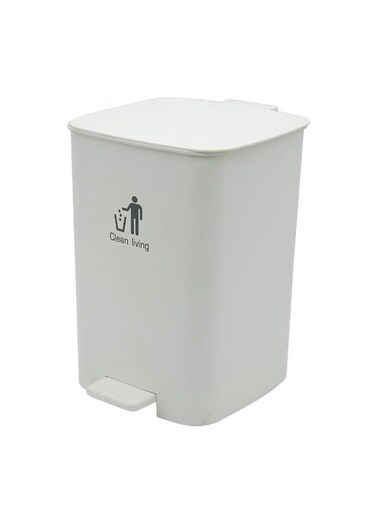 Pedal Trash Bin, 13L White, Compact, Hands-Free Foot Pedal, Soft-Close Lid, Ideal for Kitchen, Bathroom, Office, Durable Plastic, Odor-Control, Space-Saving, Easy-Clean Waste Bin, Stylish Design