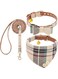 LIENJAER Bow Tie Dog Collar and Leash Set for Small Dogs - Puppy Leash Collars Classic Plaid - Adjustable Size with Golden Bell - Perfect for Small Breeds Boys