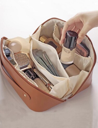 PU Leather Cosmetic Pouch (Camel)