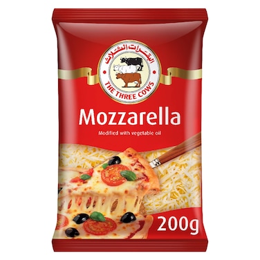 The Three Cows Mozzarella Pizza Cheese, 200g