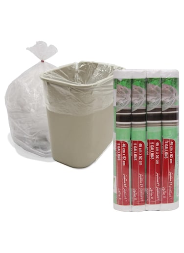 Home Smart Bin Trash Plastic Bags Pack of 4 Rolls Total 80 Bags 46 x 52cm (5 Gallons) Good for Room and Office