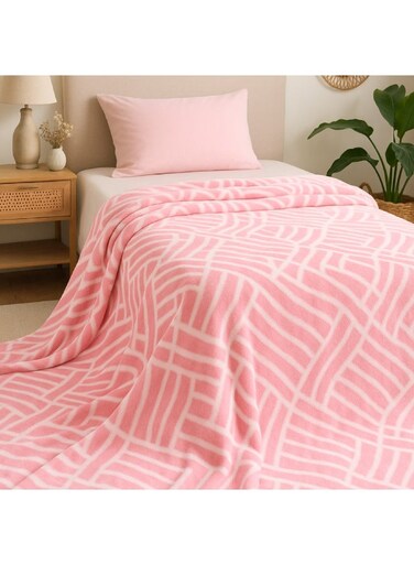 DECOR Micro Fleece Flannel Blanket Super Plush and Comfy Throw Blanket Size 150 x 200 cm Geometric Print