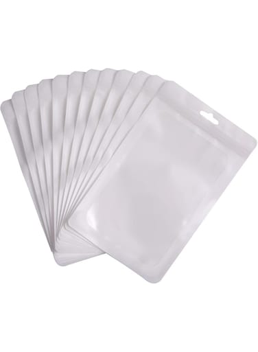 KASTWAVE 100 Pieces Of Food Storage Bag, Resealable Polyester Film Bag, Odor Protection Bag With Zipper And Transparent Window Packaging For Sealing Storage Supplies (7 * 10cm,White)