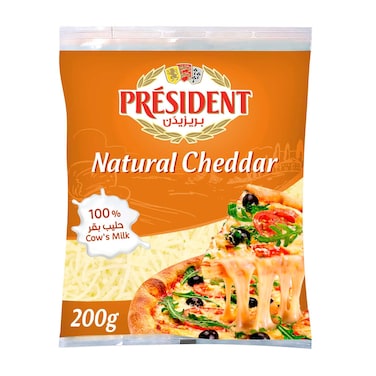 President Natural Cheddar Shredded Cheese, 200g