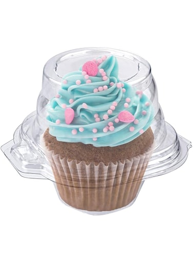 Stock Your Home Individual Plastic Cupcake Containers Disposable with Connected Airtight Dome Lid (50 Count) Clear Single Cupcake Container, BPA Free