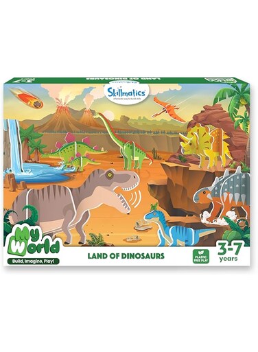 Skillmatics Stem Building Toy : My World Land Of Dinosaurs Gifts For Kids Ages 3 7 Fun Learning &amp; Educational Playset For Preschool Kids, Skill100Mwld