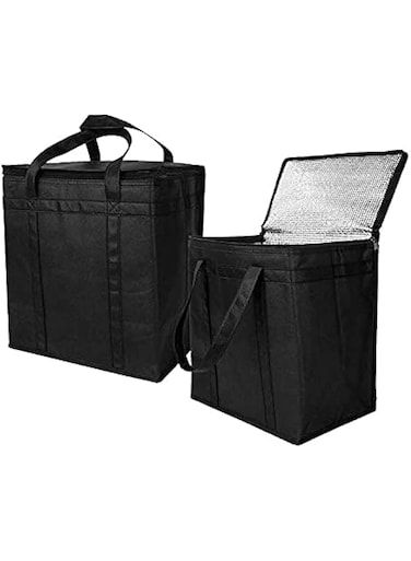 NP 2 Pack of Insulated Reusable Shopping Bags with Zippered Top, Large Capacity Insulation Grocery Bags with Cold Foods, Reusable Frozen Shopping Bags, Picnic Insulation Bags (XX-Large)