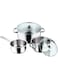 VINOD STAINLESS STEEL 5 PC COOKWARE SET, VICS05, SAUCEPAN - 16CM WITHOUT LID   CASSEROLE - 20CM WITH GLASS LID   CASSEROLE - 24CM WITH GLASS LID