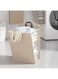 Jorunb Laundry Basket, Foldable Hanging Clothes Basket with Lid and Handle, Breathable Mesh, Laundry Basket Bag, Clothing Storage Bag, Clothing Toy Basket (Khaki)