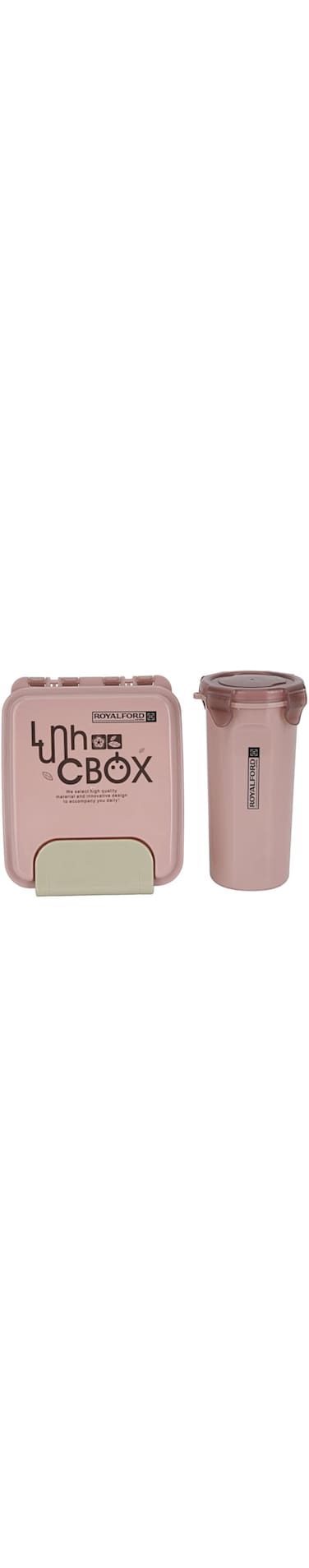 Royalford 1000ml and 500ml Lunch Box with Water Bottle RF12176 Plastic Tiffin Set with Spoon Perfect for Schools, Offices Durable and Leak-Proof Construction