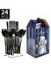24-Piece Stainless Steel Cutlery Set with Stand &acirc;&euro;&ldquo; Matte Black Finish