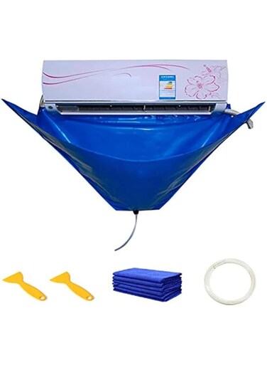 Air Conditioning Cleaning Cover,Air Conditioner Dust Washing Tools Set,Reusable Wall Mounted Air Conditioner Cleaning Water Collector Bag,Mini Split Cleaning Kit for 1-1.5P