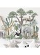 NALACAL Cartoon Tropical Rainforest Animals Green Plants Wall Stickers, Jungle Giraffe Elephant Panda Lion Leopard Parrot Decals, Removable DIY Zoo Art Decor for Baby Bedroom Nursery Home