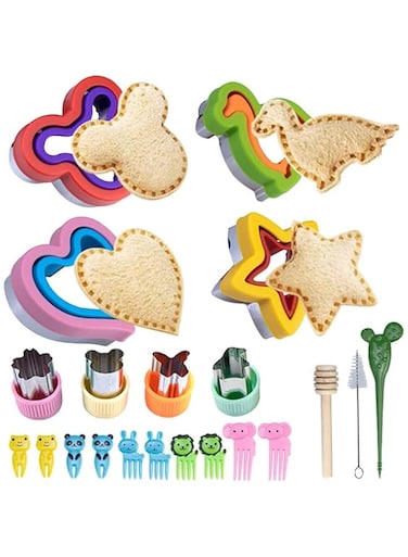 MMMA Sandwich Cutter for Kids 21 Pcs, Nifogo Cookie Cutters and Sealer Set, Bread Decruster Pancake Maker Heart Square Circle Dinosaur Shape DIY Mold for Boys Girls