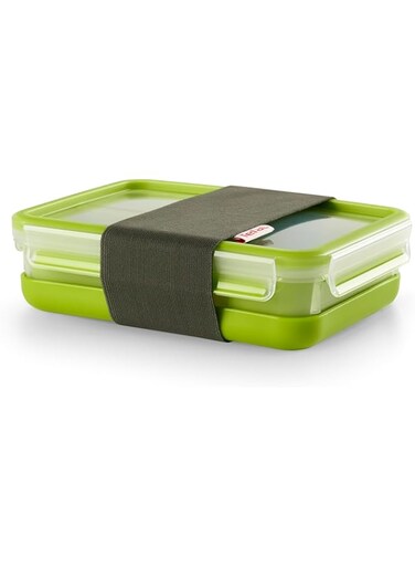 Tefal K3100212 Master Seal To Go Lunchbox Rectangle Food Storage, Clear/Green, 1.2 Litre