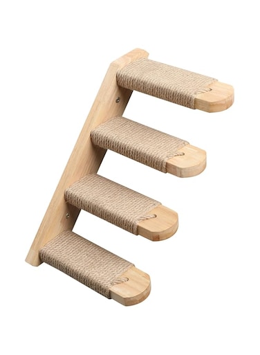 FUKUMARU Cat Climbing Shelf Wall Mounted, Four Step Cat Stairway with Jute Scratching for Cats Perch Platform Supplies