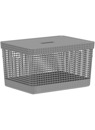 OU Grid Basket with Lid, 20 Liter Capacity, Lead Grey