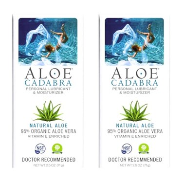 Aloe Cadabra Natural Water Based Personal Lubricant And L Moisturizer, Organic Aloe Lube For Men, Women And Couples, Non-Staining, Ph Balanced (Unscented 2.5 Ounces, 2 Pack)