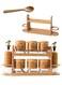 Spice Jar Set with Rack &amp; Oil Dispenser Bottles &acirc;&euro;&ldquo; 6 Glass Seasoning Jars with Lids &amp; Spoons, Modern Kitchen Organizer, Countertop Spice Rack, Airtight Storage for Salt, Pepper, Sugar &amp; Herbs