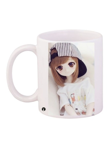 Printed Ceramic Coffee Mug White/Beige/Brown