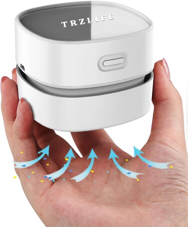 TRZLIFE Desk Vacuum, Upgraded Mini Table Vacuum Cleaner More Durable Office Desk Accessory Sucks Tiny Items and Crumbs on Desktop Drawer Countertop Ideal as a Valentine's Day gift