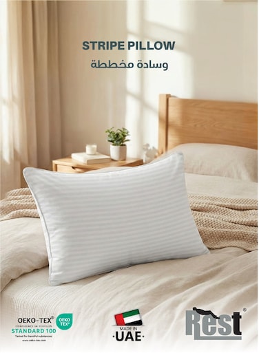 Extra Smooth Stripe Pillow Standard Size 50x70cm /20''x 28'' Light Weight White Back Sleeper Hotel Quality Pillow