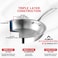Vinod Platinum Triply Stainless Steel Fry Pan - 24 cm, 2.5mm Thickness, Silver (Induction Friendly)