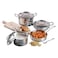 Vinod Classic Deluxe Stainless Steel Cookware Combo Set - Includes 4 pieces: Saucepan, Saucepot, Kadai, and Frypan/Deep Kadhai, featuring a sturdy induction-compatible bottom for efficient cooking.