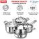 Vinod Classic Deluxe Stainless Steel Cookware Combo Set - Includes 4 pieces: Saucepan, Saucepot, Kadai, and Frypan/Deep Kadhai, featuring a sturdy induction-compatible bottom for efficient cooking.