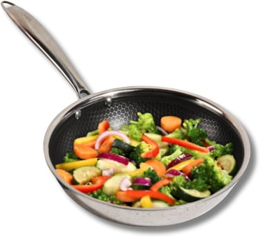 Vinod Platinum Triply Stainless Steel SAS Pro Fry Pan - 24cm, Silver (Induction Friendly)