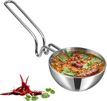 Vinod Platinum Triply Stainless Steel Tadka Pan - Large, 11cm, Silver