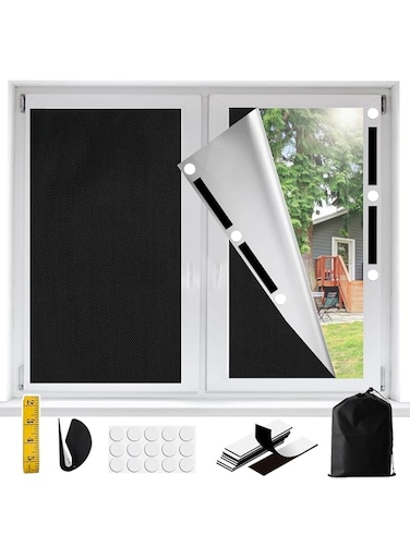 ANTOLE Blackout Blind,150 x 300cm Portable Blackout Curtains for Windows,Temporary Blackout Shades,No Drill Window Cover Film with Stickers &amp; Tabs for Baby Nursery,Travel (150 * 300cm)