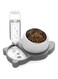 ANTOLE 4 in 1 Dog Cat Bowls, Tilted Cat Food and Water Bowl Set, Raised Ceramic Cat Bowl Stainless Steel Cat Bowls with Automatic Water Dispenser Bottle for Cats and Small Dogs Kitten Puppy (Grey)