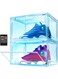 Oltraman Shoe Storage Organizer for Closet, Foldable Shoe Boxes Rack 2 pack, Clear Plastic Stackable Containers Bins Holder, Magnetic Sneaker Shelf for Sneakerheads with LED Lights Clear