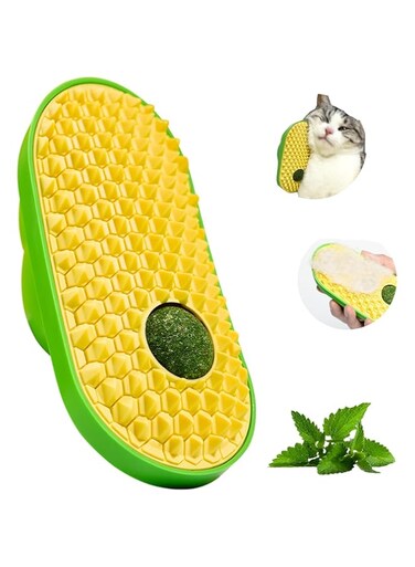 New Cat Wall Scratcher Itching Board, Itching Device Pet Supplies Cat Grooming Pet Scratching Board Cat Massager with Catnip for Hairballs and Shedding-Safe, Softer Massager Toy for Cat (Yellow)