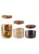 Airtight Glass Storage Jar with Acacia Wood Air-tight Lid,3 Pack Borosilicate Glass Kitchen Canisters,500ml+800ml+1600ml