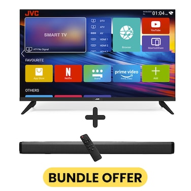 تلفزيون ذكي 32 بوصة HD LED بدون حواف اندرويد ذكي مع واي فاي، صوت دولبي، أسود مقترن مع 2.0 قناة 30 واط، بلوتوث، USB، راديو FM - LT-32N3105+ساوند بار