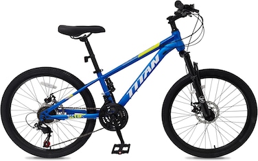 Vaux Titan 26&rdquo; Mountain Bike &ndash; Steel Frame, 21-Speed Drivetrain, Front Suspension Fork with Lock, Double Wall Alloy Rims, Front &amp; Rear Disc Brakes, Quick Release Seat Post &ndash; MTB Bicycle