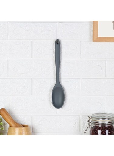 HOME Chef's Delight Silicone Solid Spoon &acirc;&euro;&ldquo; Heat Resistant Non-Stick Cooking Spoon for Kitchen, Serving &amp; Stirring, Ergonomic Handle, Durable Utensil L28XW6Cm