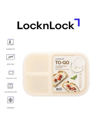 &amp; LOCK LocknLock To Go Lunchbox 980ml White - Leak-Proof, Compact, Microwave Safe