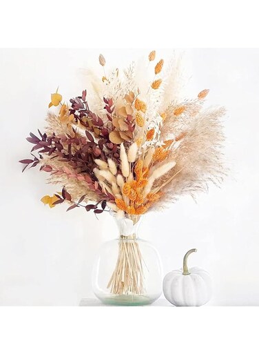 Wisfunlly Pampas Grass,Dried 64pcs Pampas Grass Decor Pampas Grass Contains Bunny Tails Dried Flowers Fall Decor Autumn Decorations for Wedding Boho Flowers Home Table Decor
