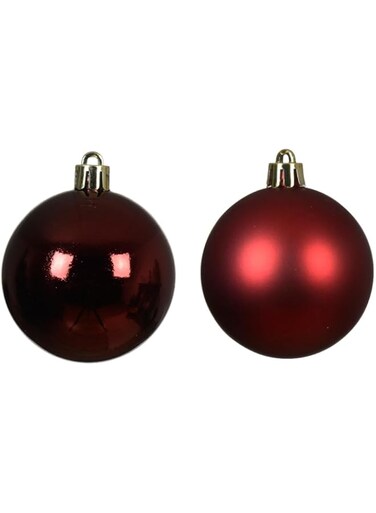 Kaemingk Baubles Shatterproof Sh Mt Mix Oxblood 10cm