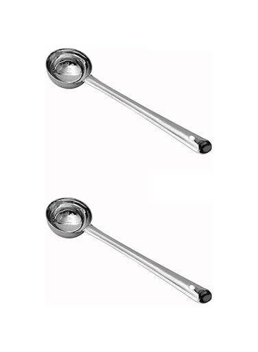 Garden Of Arts Stainless Steel Deep Ladle Soup/Milk Ladle/Karchi Cooking and Serving Spoon for Kitchen (Pack of 2, Deep Ladle)