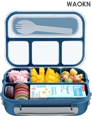 Lunch Box for Kids, 1000ML Kids Lunch Box with 4 Compartment, Lunch Box Food Containers for Kids Back to School, 100% Leak- Proof, Microwave/Dishwasher/Freezer Safe, BPA Free ,Large capacity lunch box,(Blue).