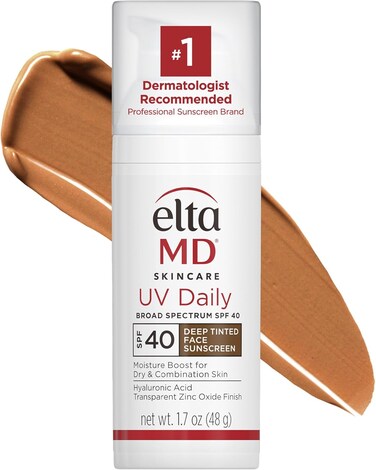 EltaMD UV Daily SPF 40 Deep Tint Face Sunscreen Moisturizer, Tinted Moisturizer for Face with SPF, Great for Dry, Combination, and Normal Skin, 1.7 oz Pump