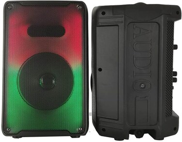 Crony Rx-8136 Speaker 8 Inch Flame Fire Running Colorful Light Portable Party Speaker For Out Door Use With Wired Microphone